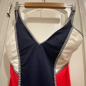 Women one piece Tommy Hilfiger bathing suit. Classic Tommy colors.#tommyhilfiger